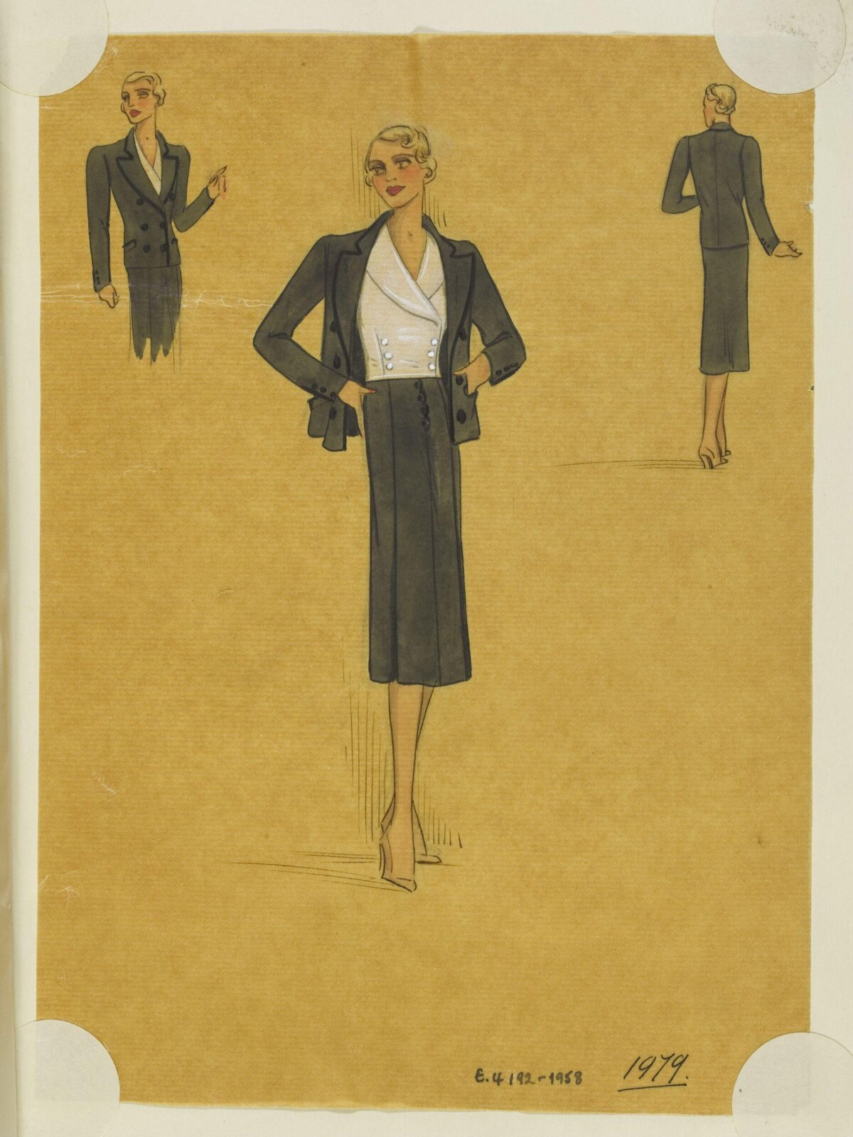 Vintage Women's Suit Fashion Sketch