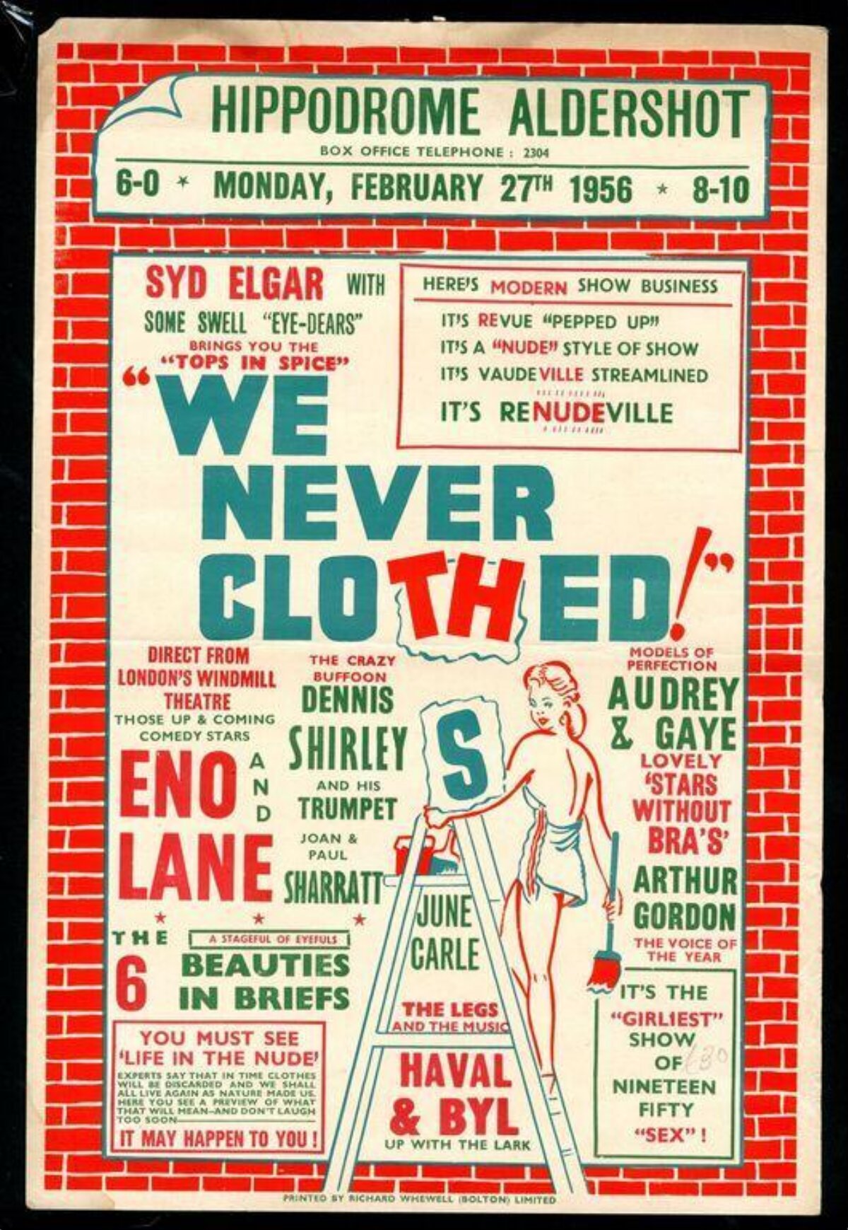 1956 We Never Clothed Show Poster