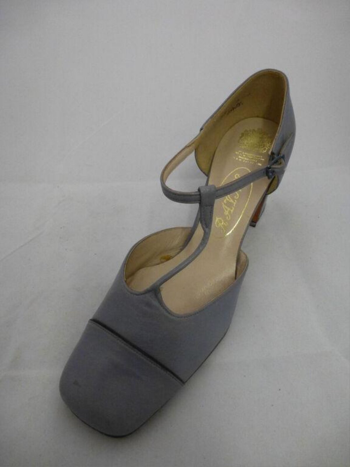 Gray T-Strap High Heel Shoe