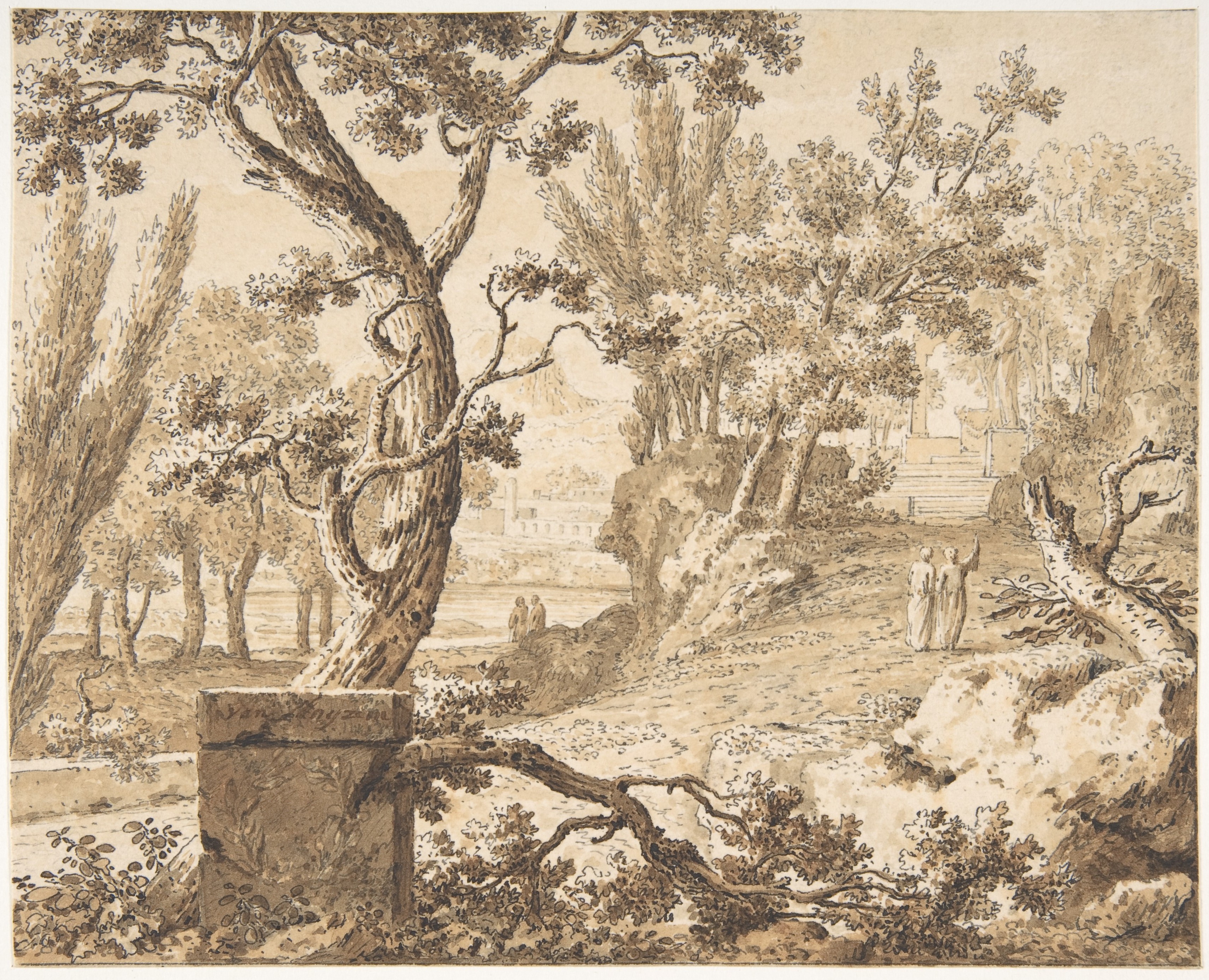 Classical Wooded Landscape Drawing