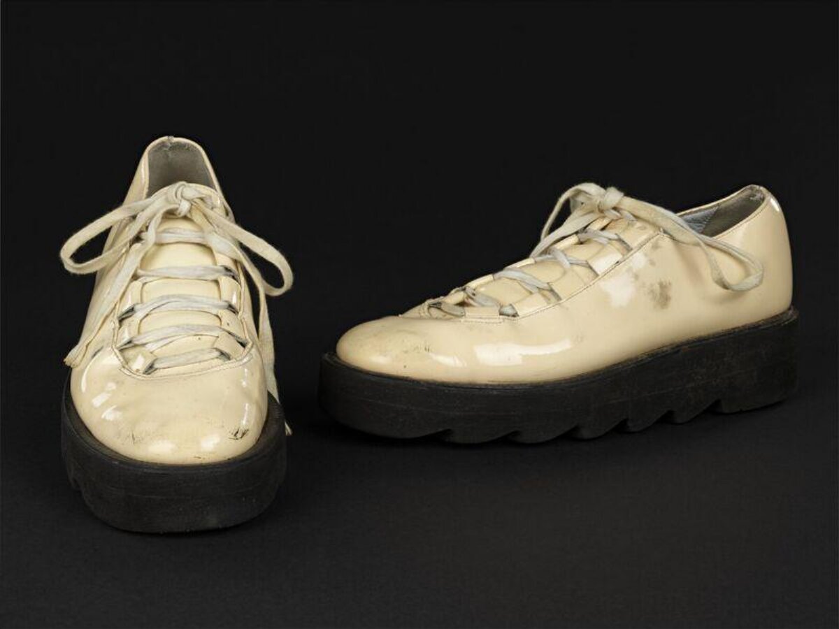 Pair of Cream Patent Platform Shoes