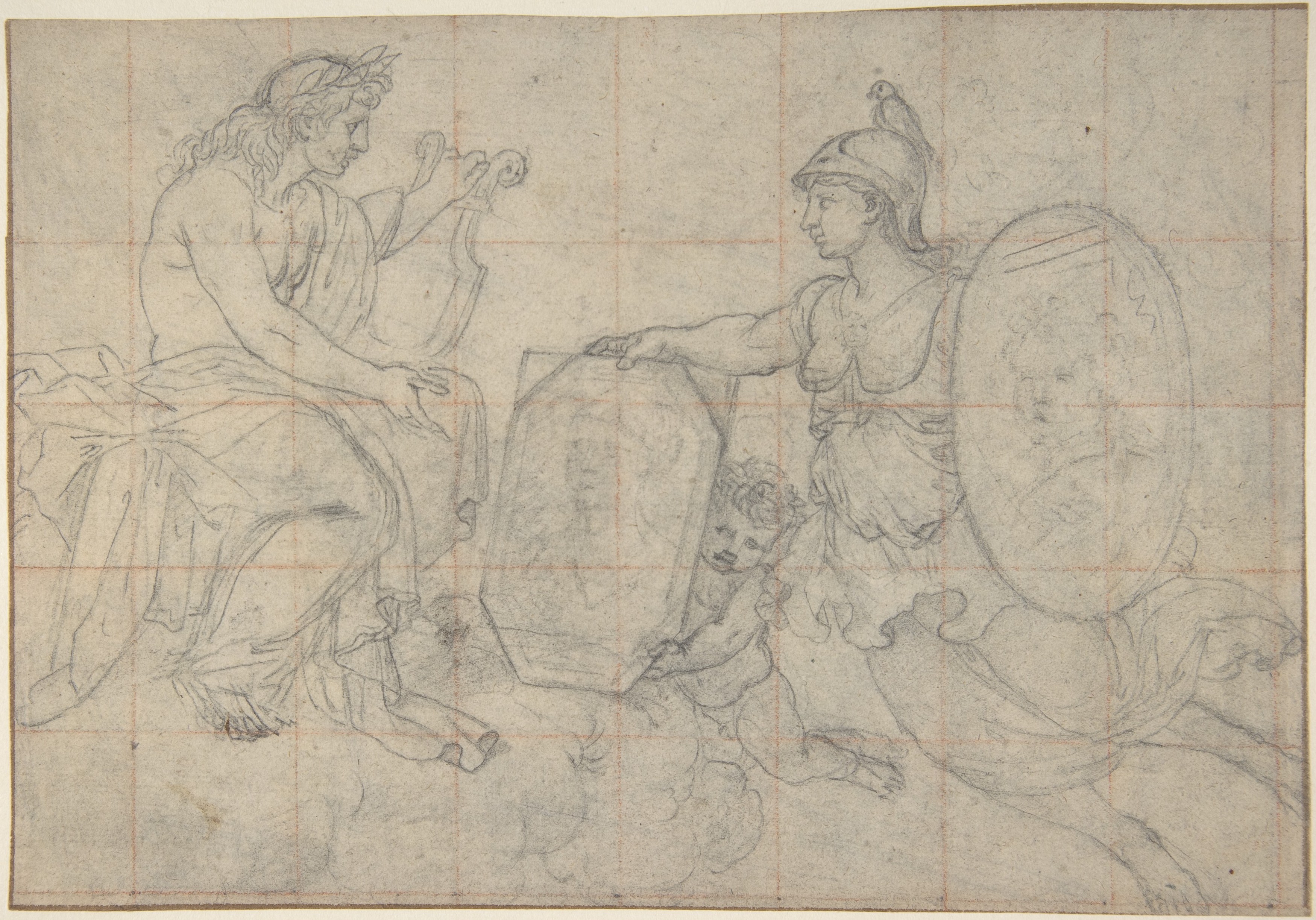 Pencil Sketch of Two Classical Deities