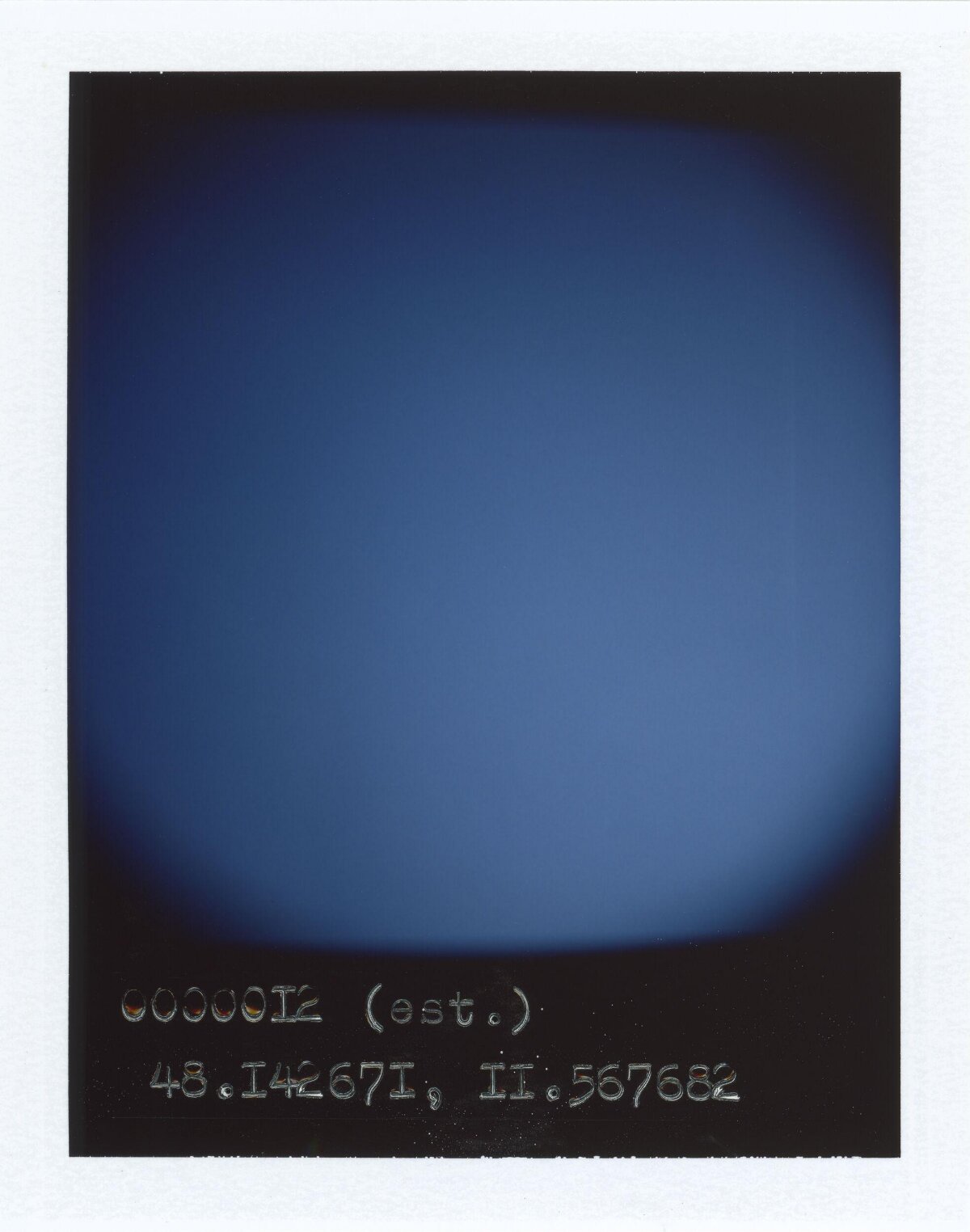 Polaroid Blue Gradient With Coordinate Text