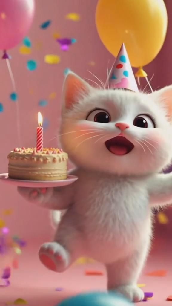 Cute Kitten Birthday Celebration