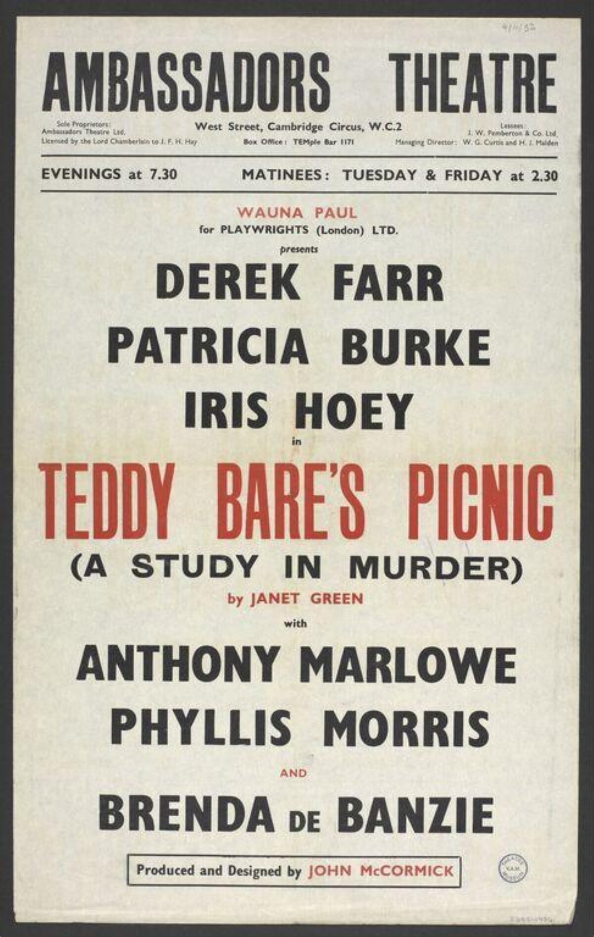 Teddy Bare's Picnic Theatre Poster