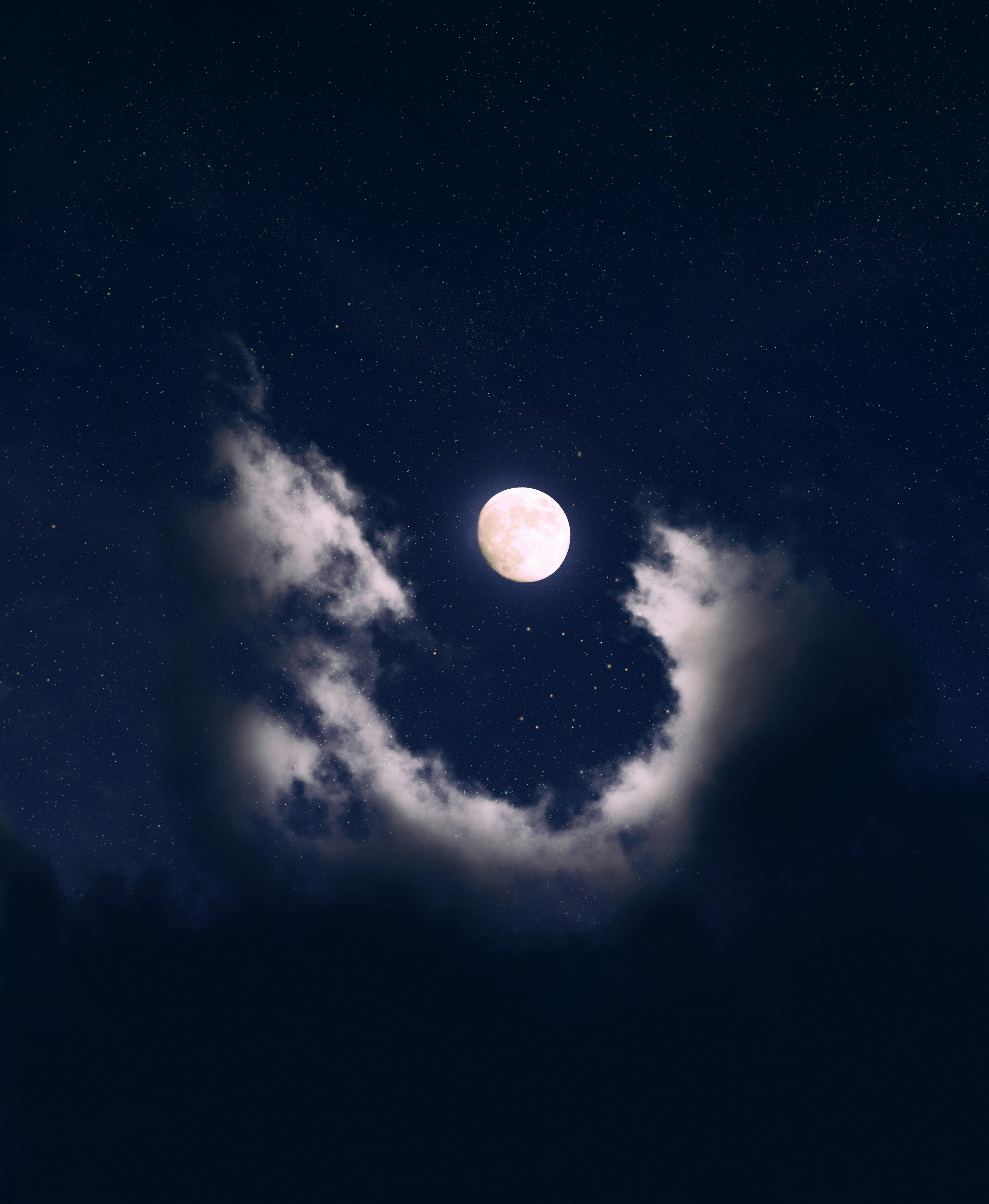 Full Moon over Night Sky