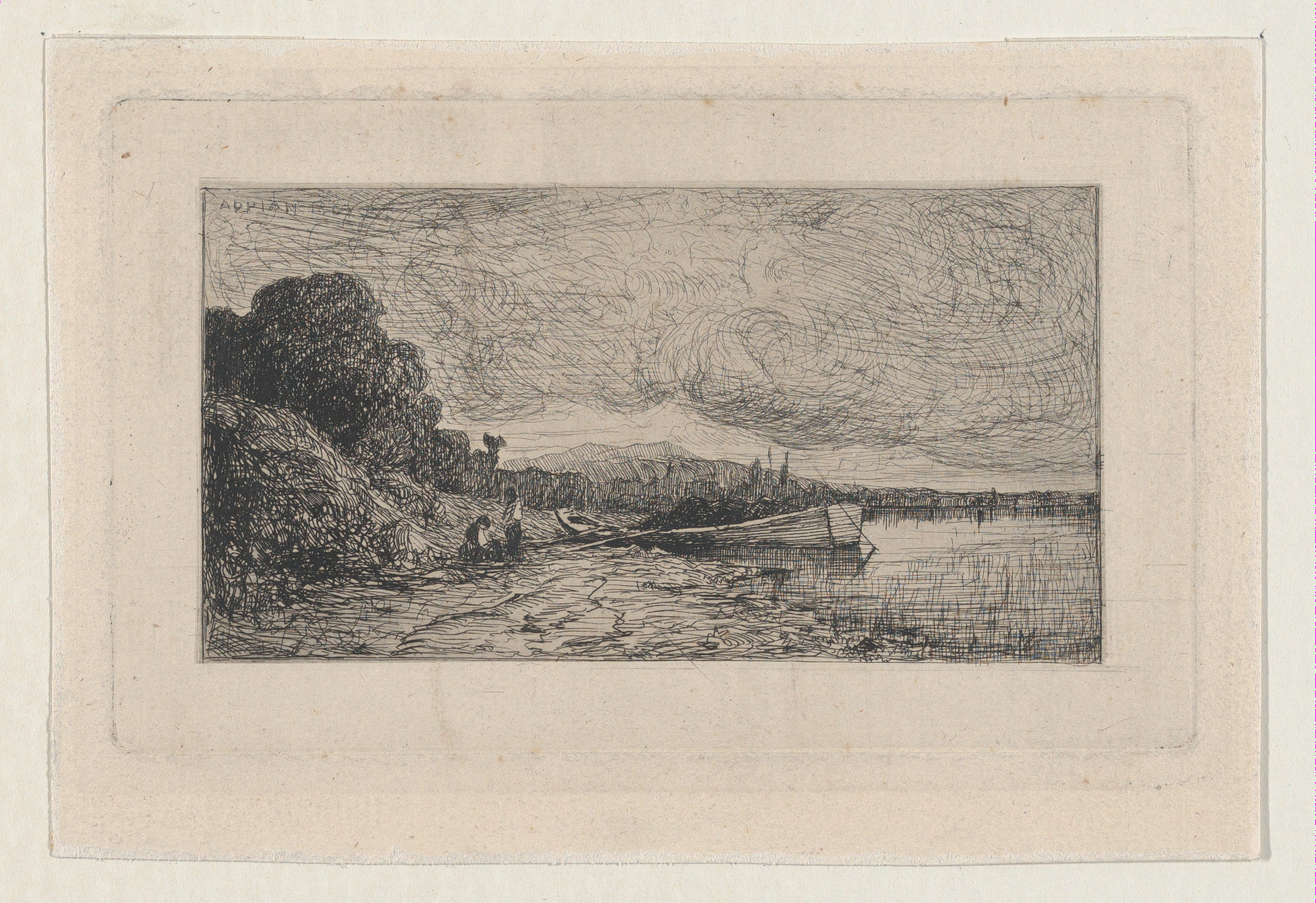 Lakeside Shore Landscape Etching