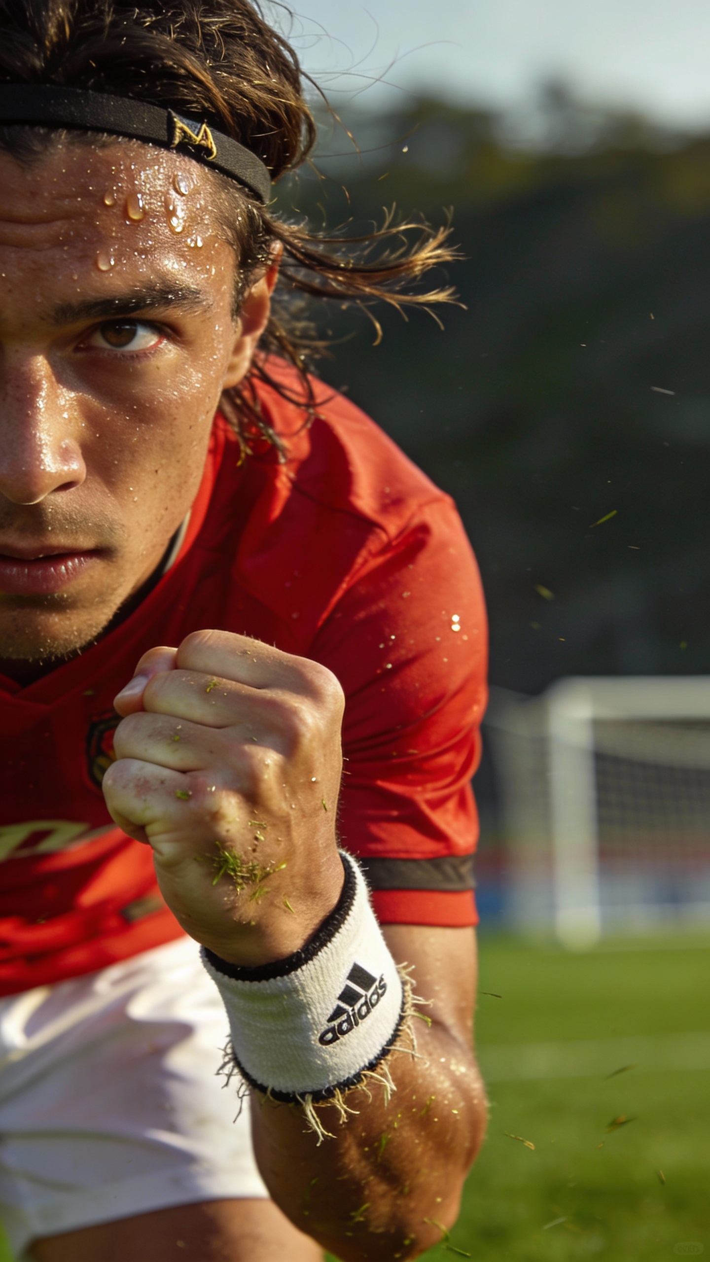 Sweating Soccer Player on Soccer Field