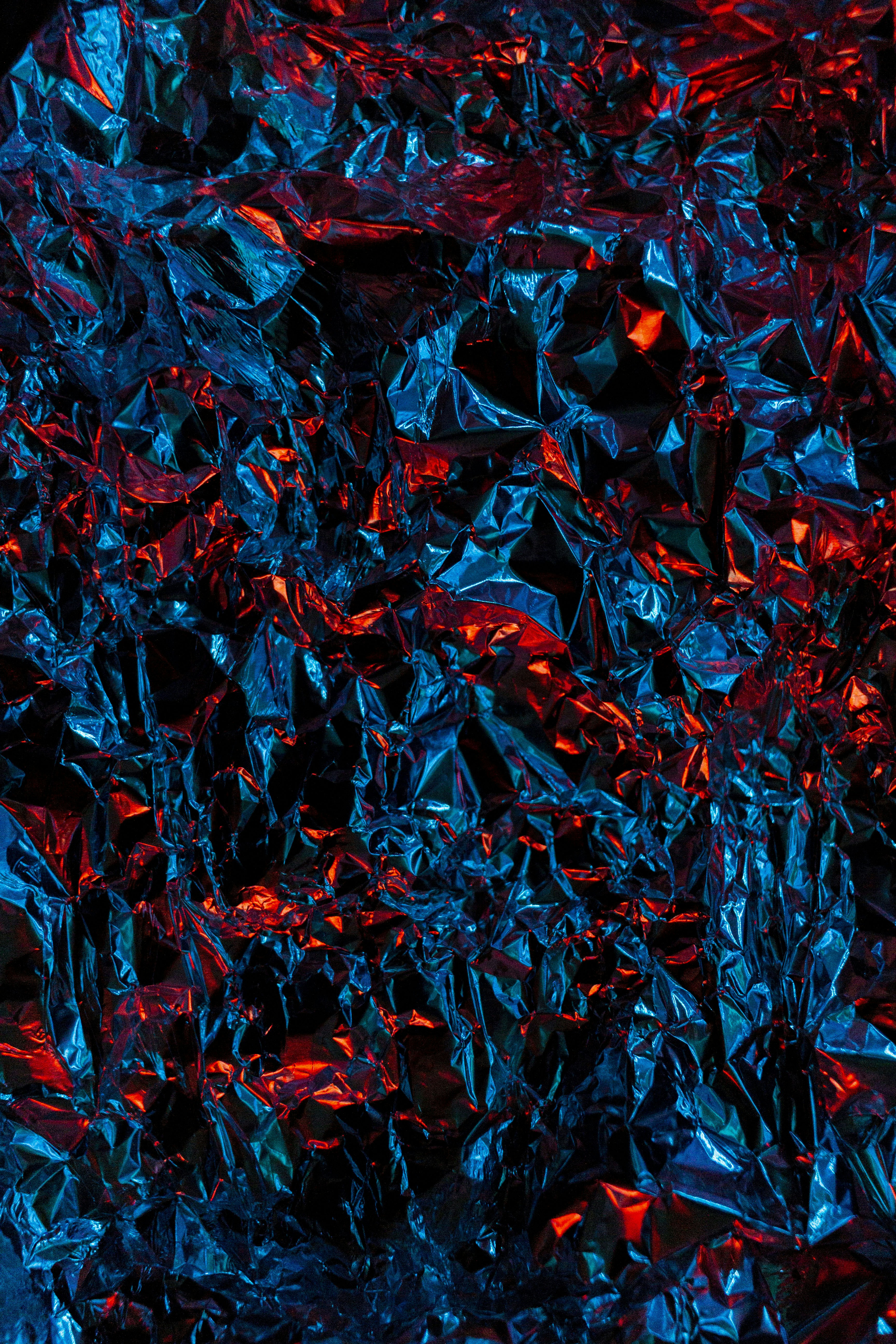 Crumpled Foil with Red and Blue Light