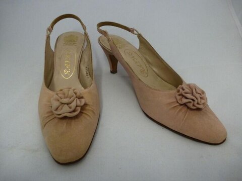 Pink Slingback Heels with Flower Detail