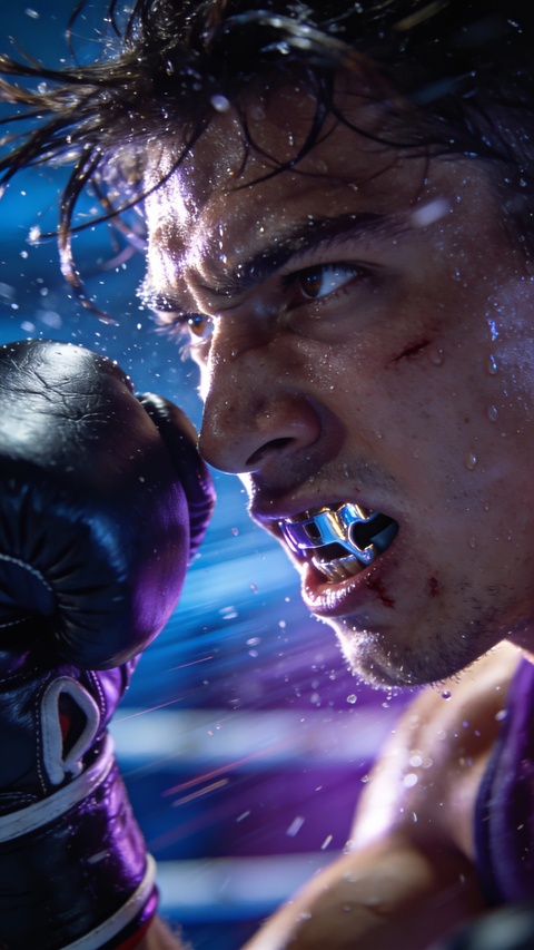 Intense Male Boxer Mid Fight