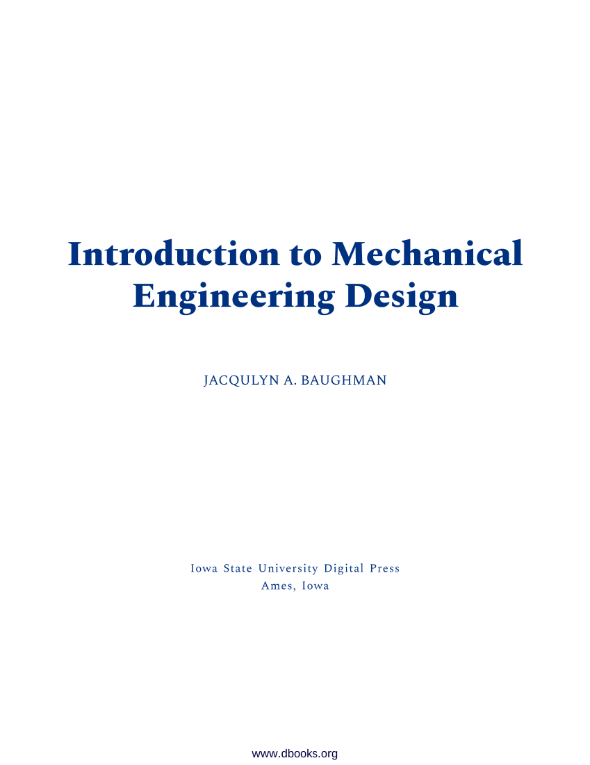 Introduction to Mechanical Engineering Design