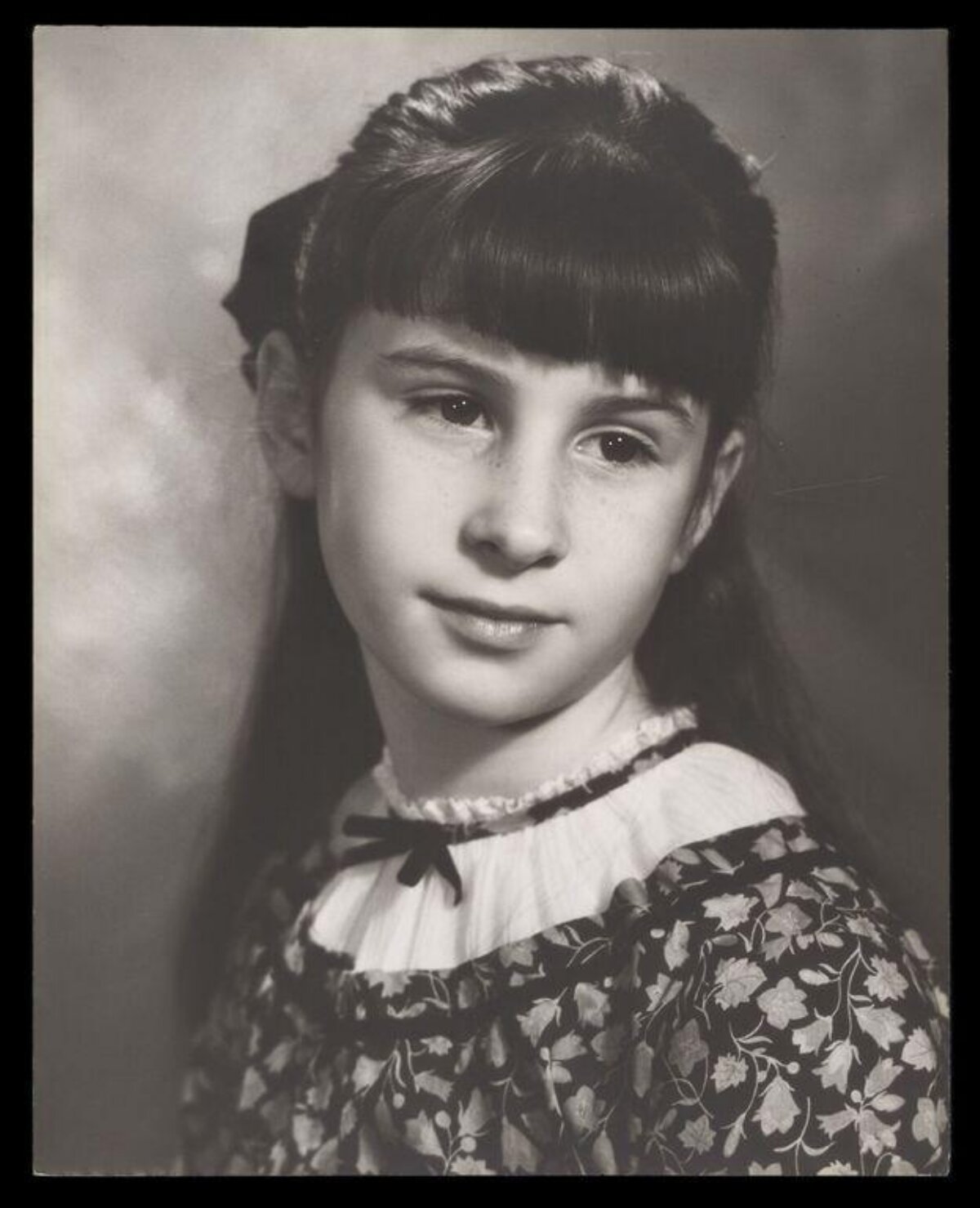 Vintage Black and White Girl Portrait