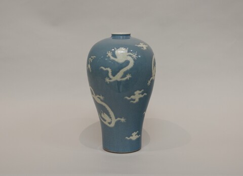 Blue Glaze White Dragon Porcelain Meiping