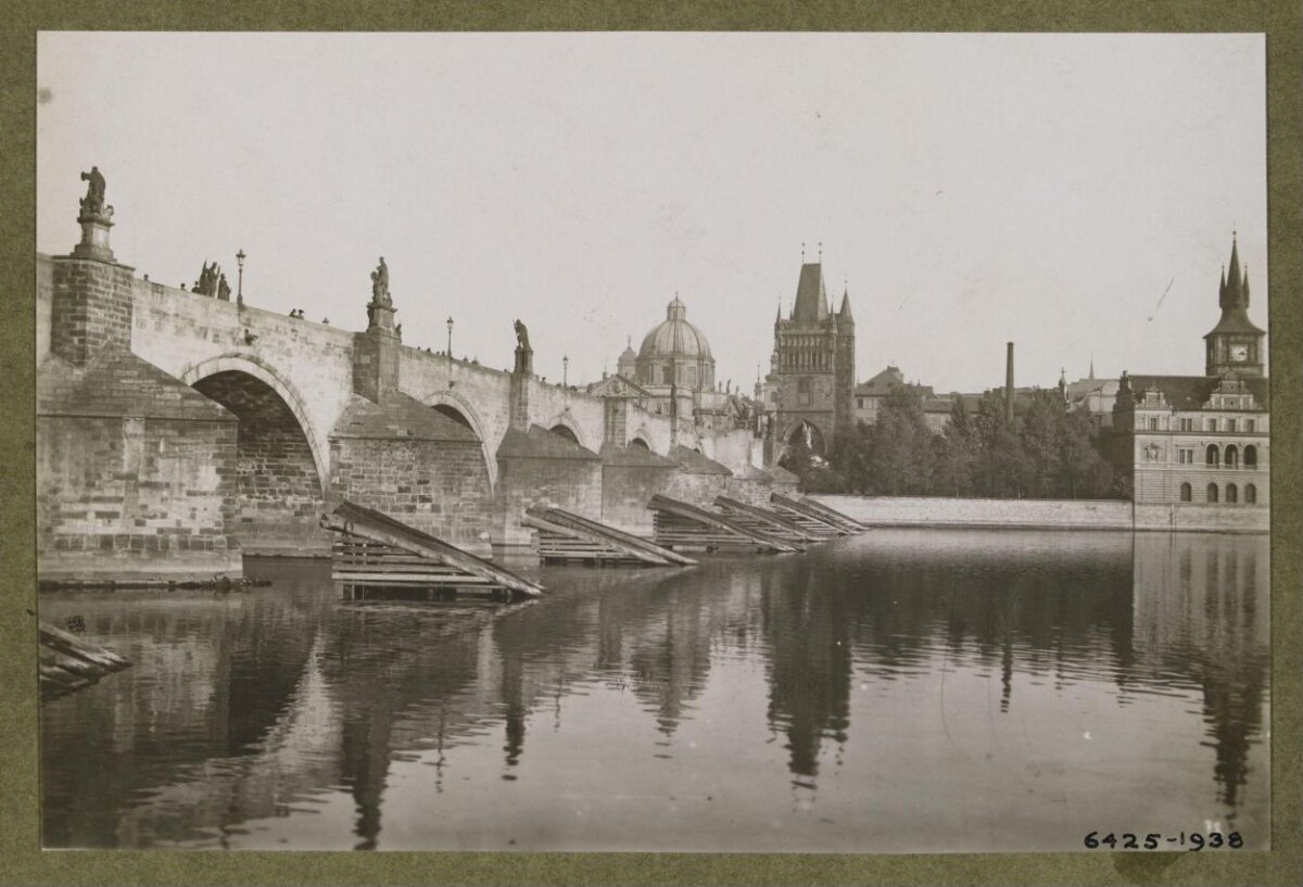 Vintage Prague Charles Bridge View