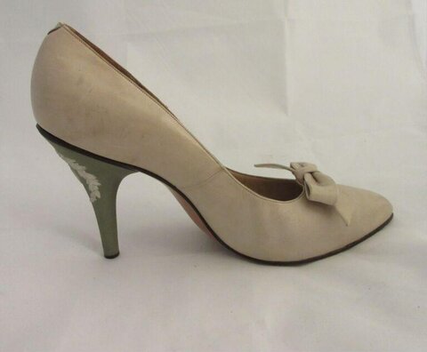 Beige Bow High Heel Shoe