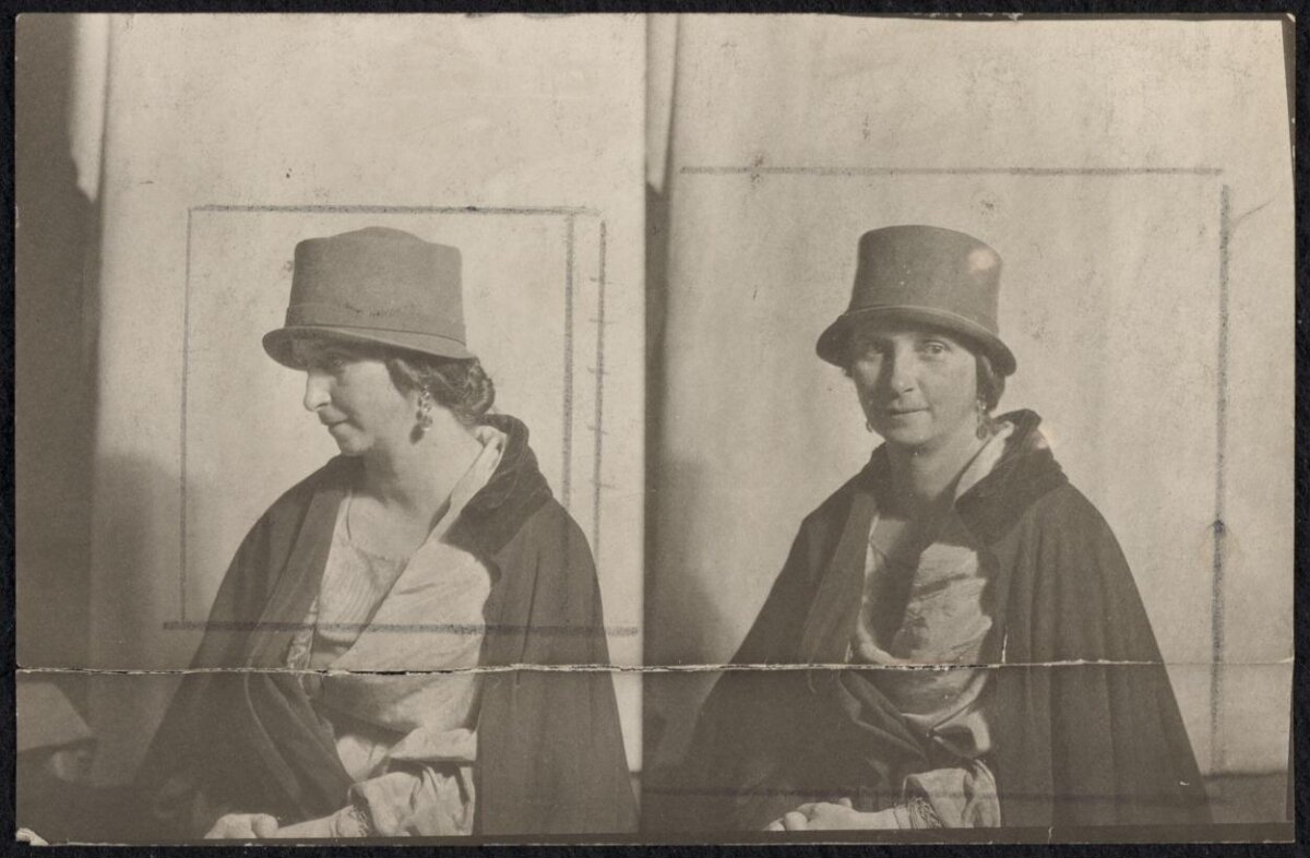 Two Portrait Views of a Woman in Hat