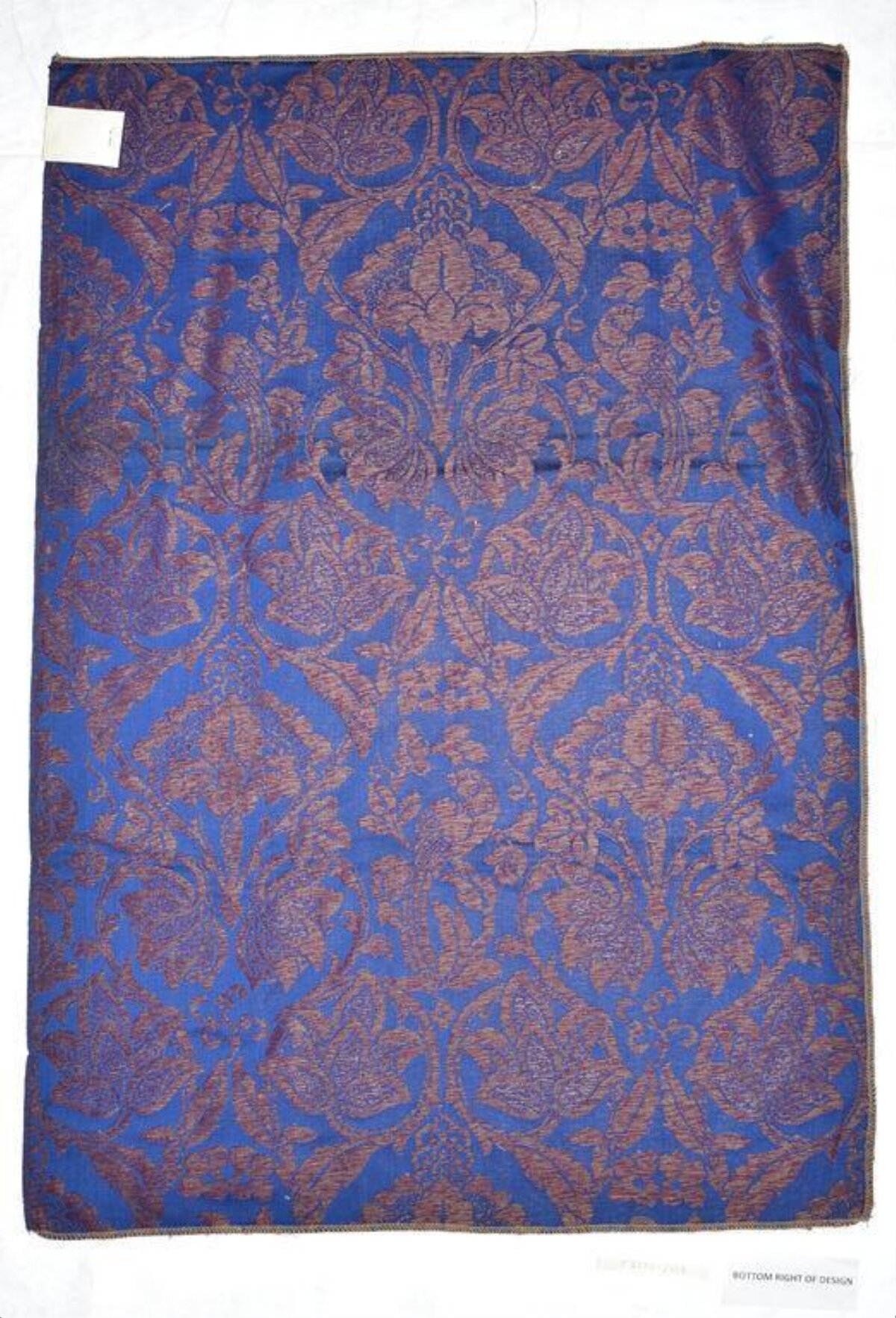 Blue-Brown Damask Pattern Fabric Sample