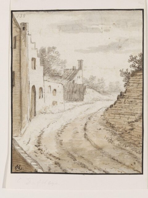 Village Road Ink Wash Sketch