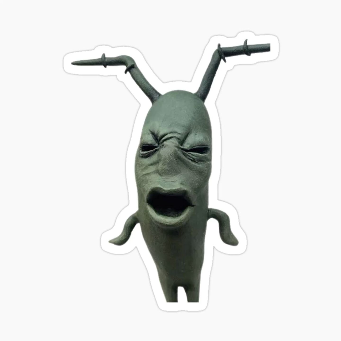 Cursed Clay Plankton Meme Sticker