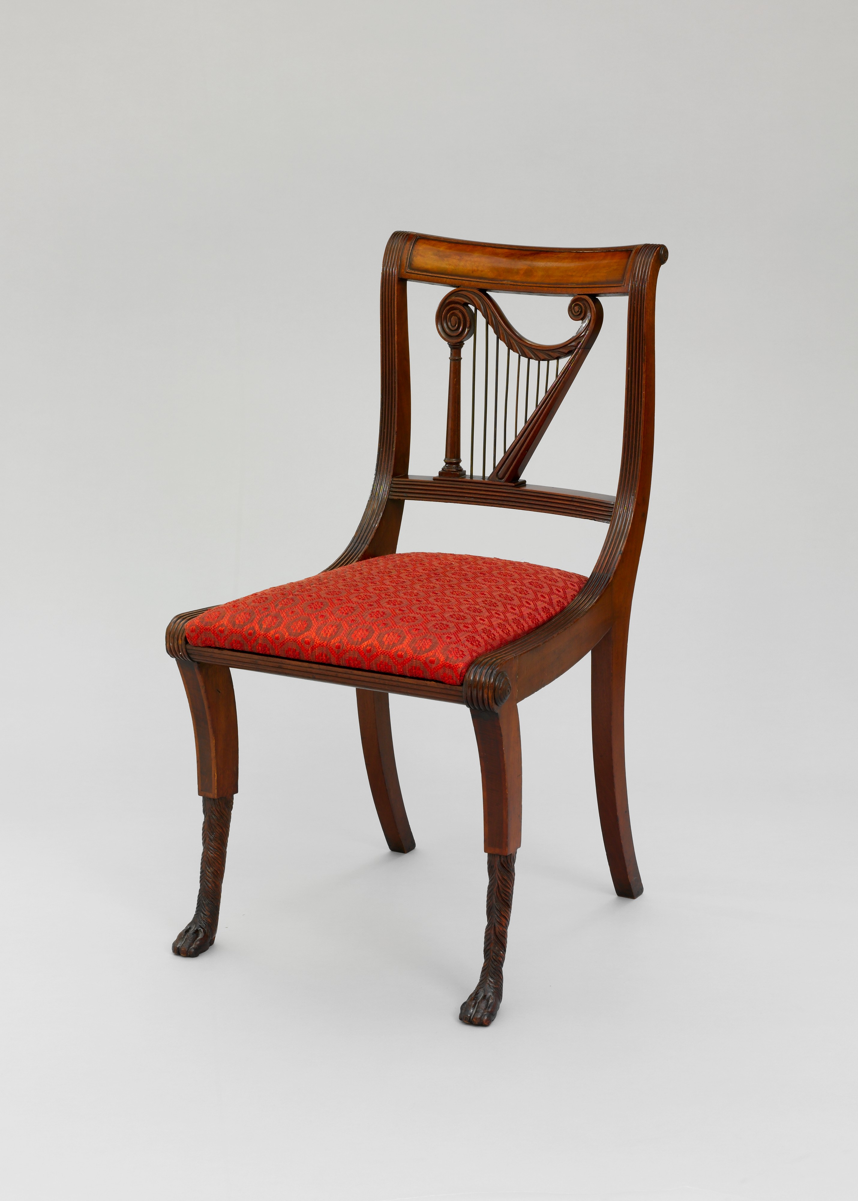 Antique Lyre-Back Wooden Side Chair