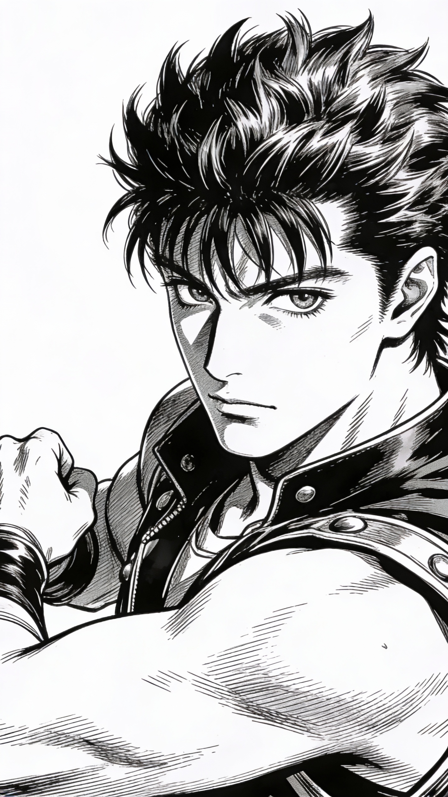 Young Muscular Fighter Manga Portrait