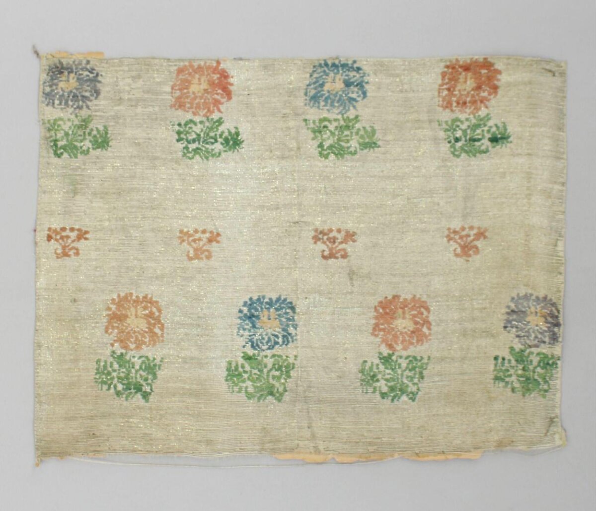 Antique Floral Patterned Silk Fragment