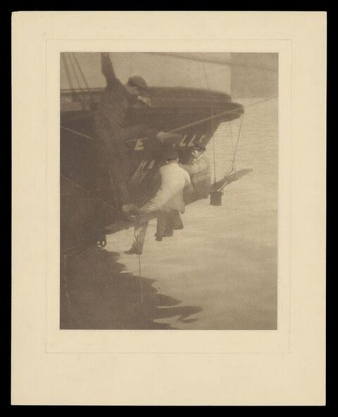 Workers Painting Ship Hull