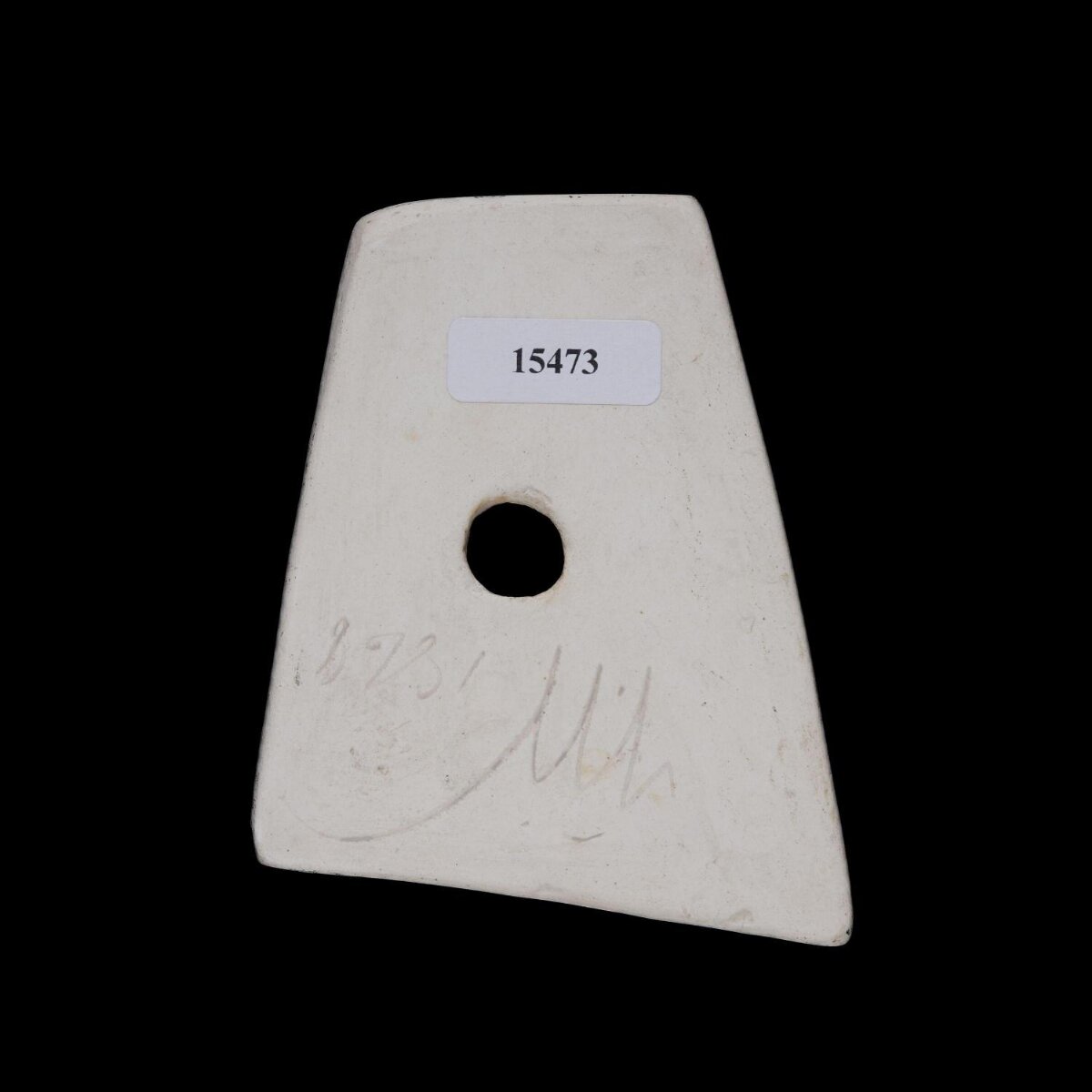 White Perforated Stone Axe Artifact