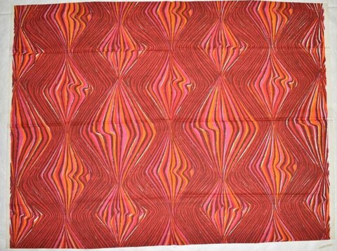 Red Wavy Geometric Patterned Fabric