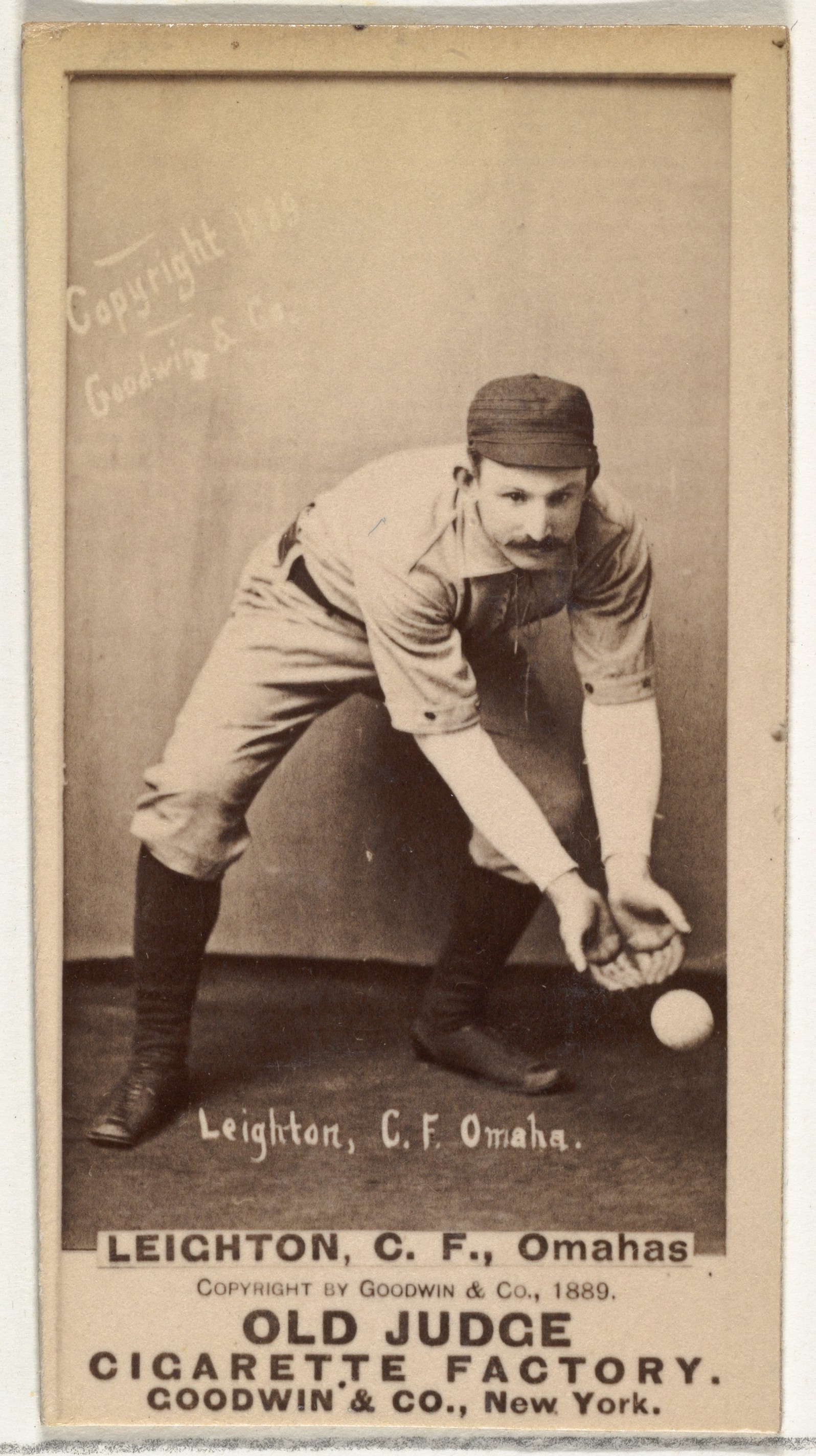 1889 Leighton Omaha Baseball Cigarette Card