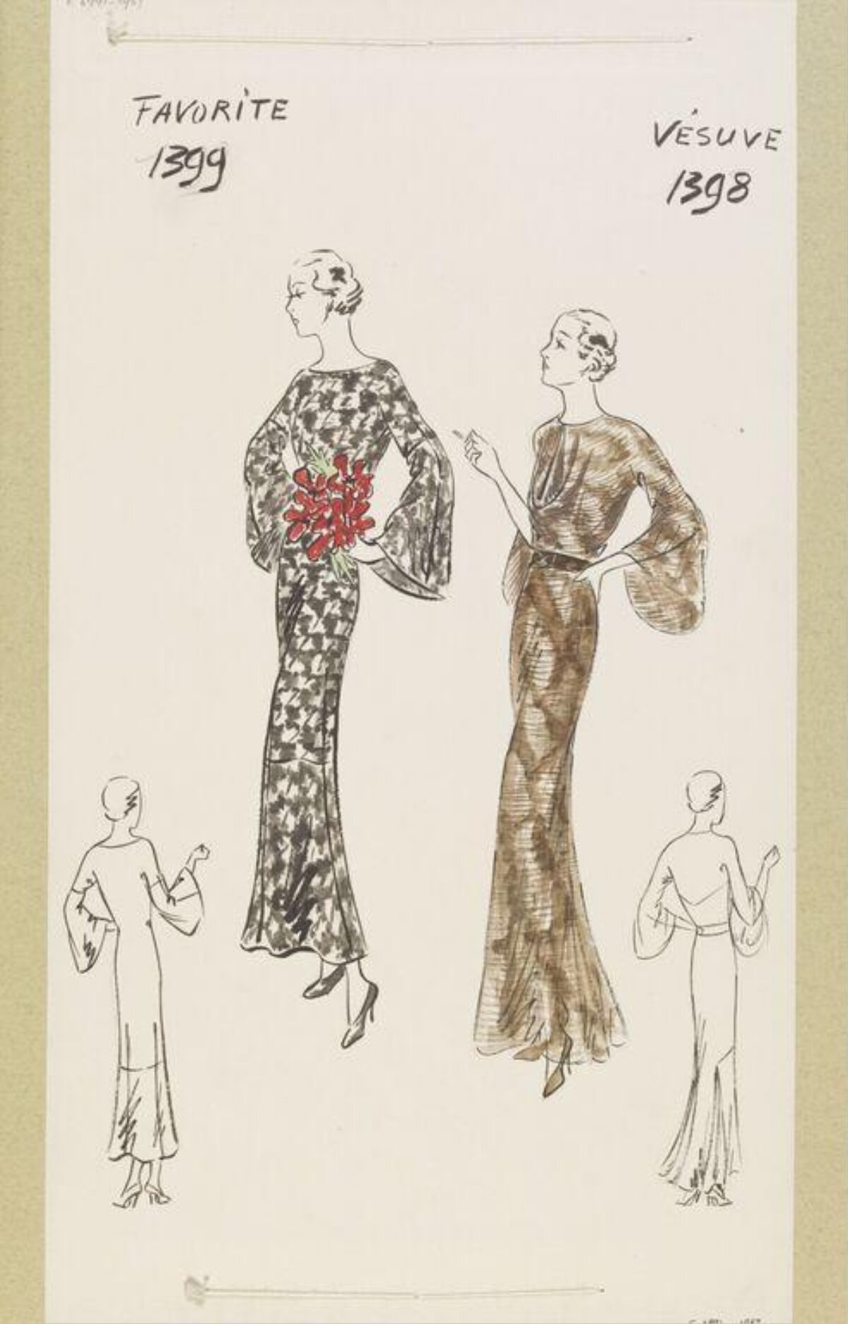 Vintage Evening Gown Fashion Sketches