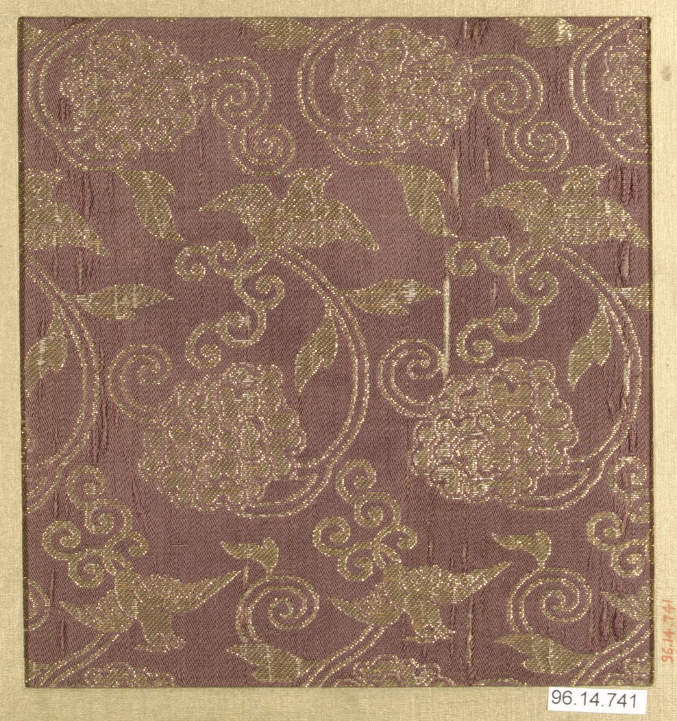 Purple Gold Woven Floral Textile