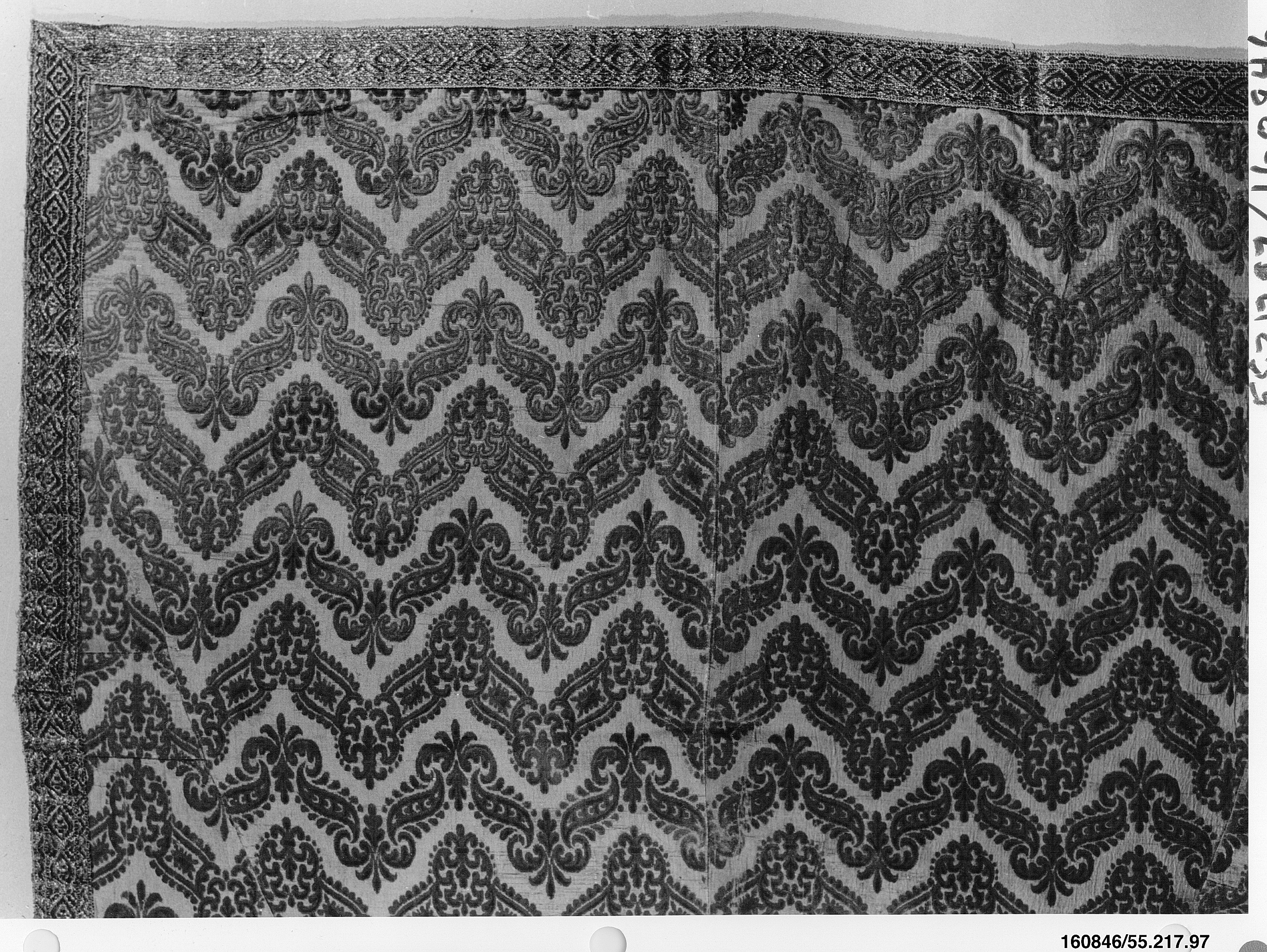 Vintage Damask Pattern Textile Fragment