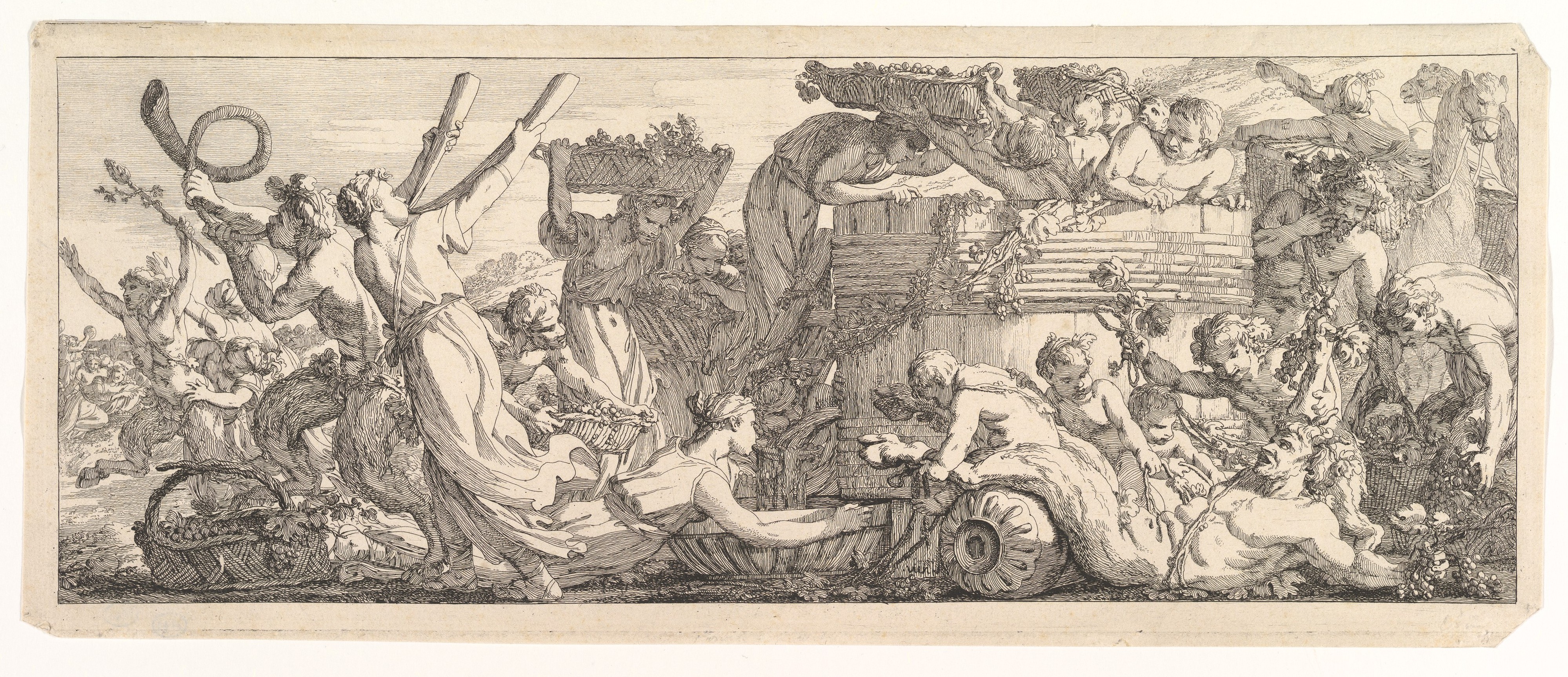 Grape Pressing Bacchanal Etching