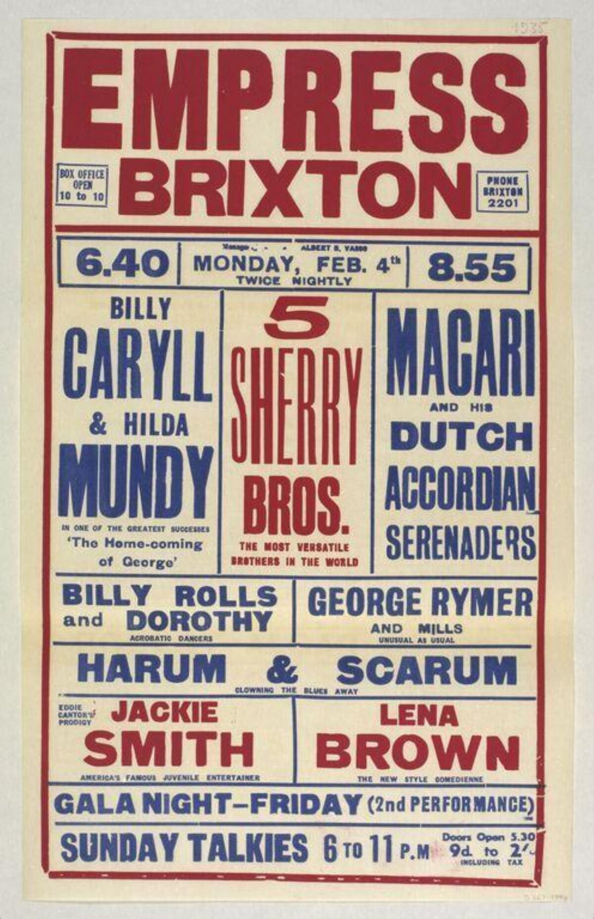 Vintage Empress Brixton Show Poster