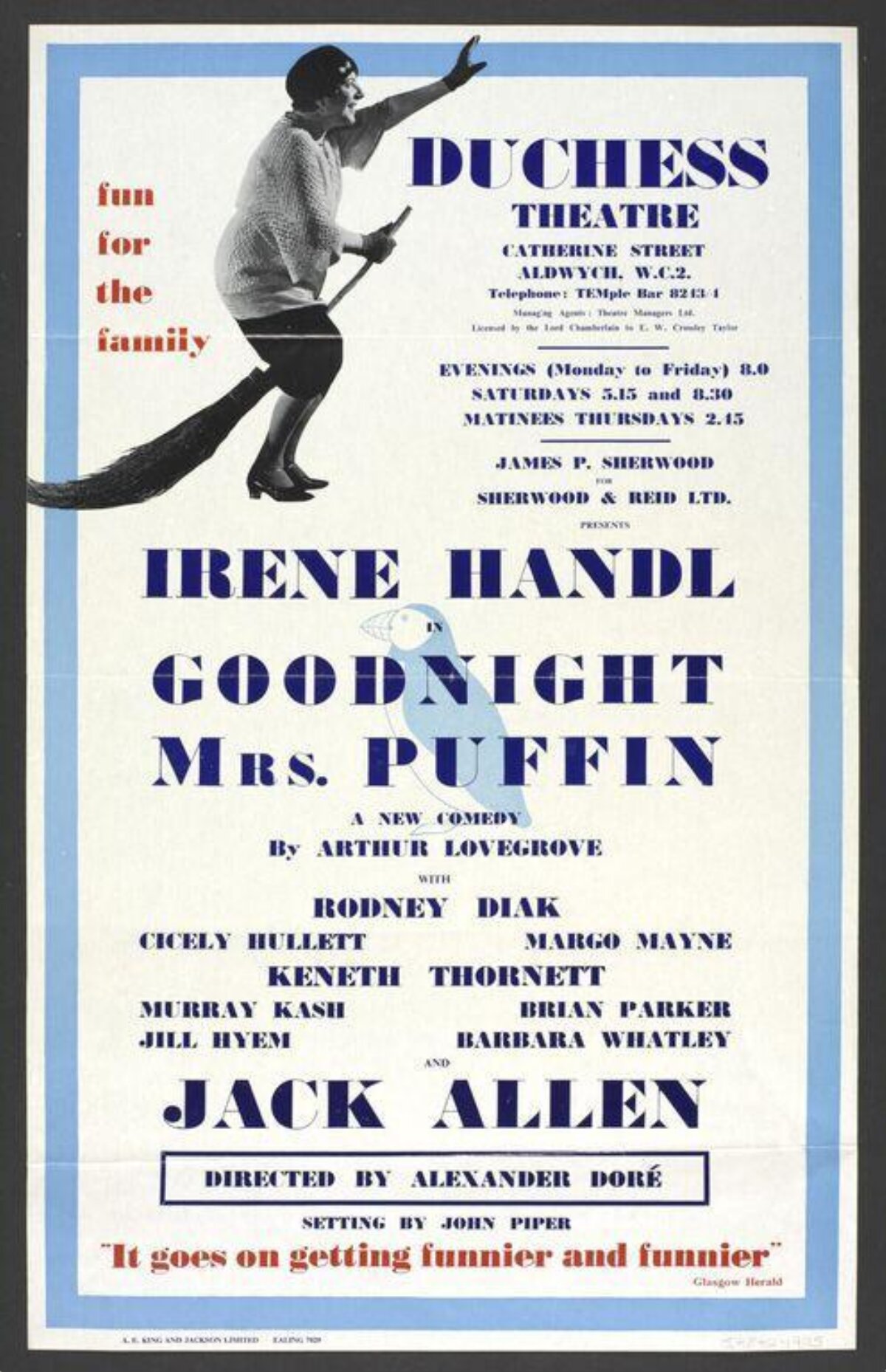 Vintage Goodnight Mrs. Puffin Theatre Poster