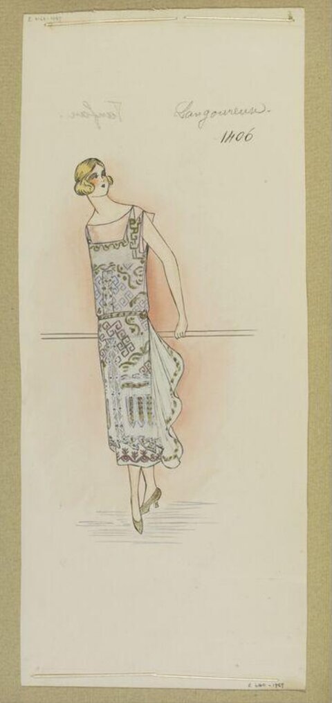 1920s Vintage Dress Fashion Sketch