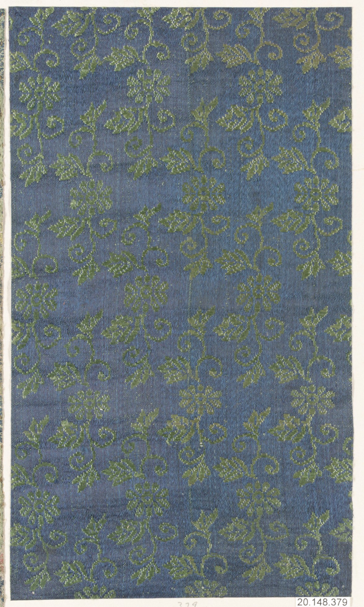 Blue Green Floral Woven Textile
