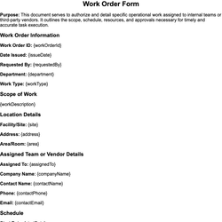 Work Order Form
