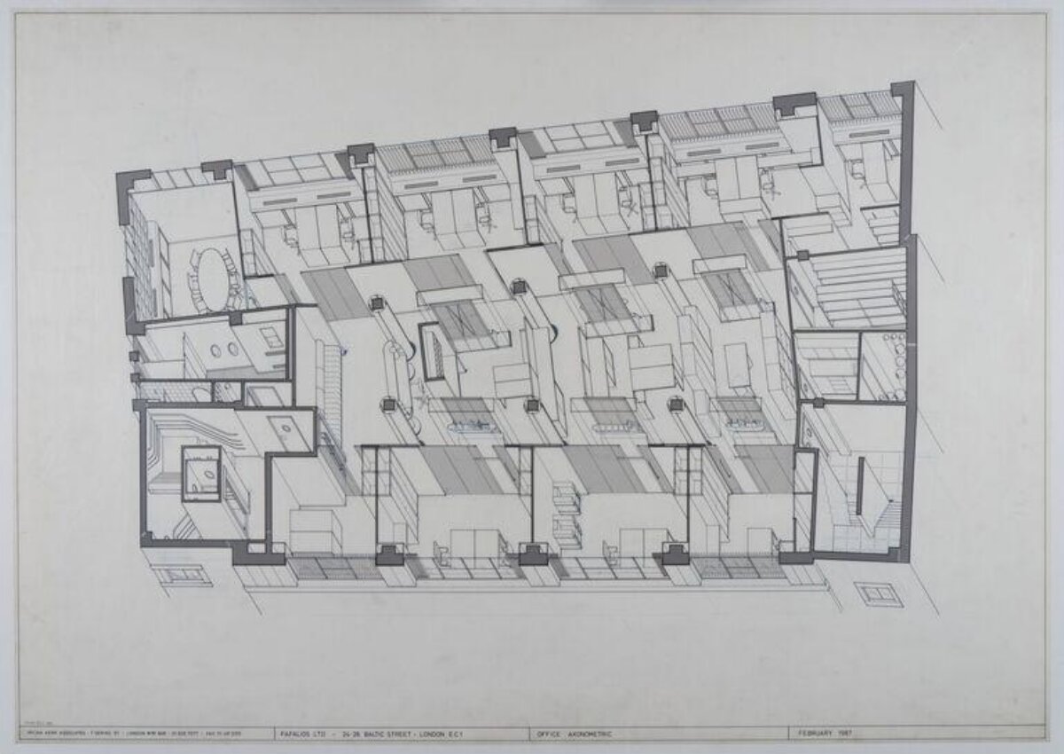 Office Axonometric Floor Plan Drawing