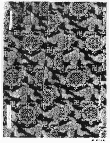 Traditional Chinese Brocade with Buddhist Motifs
