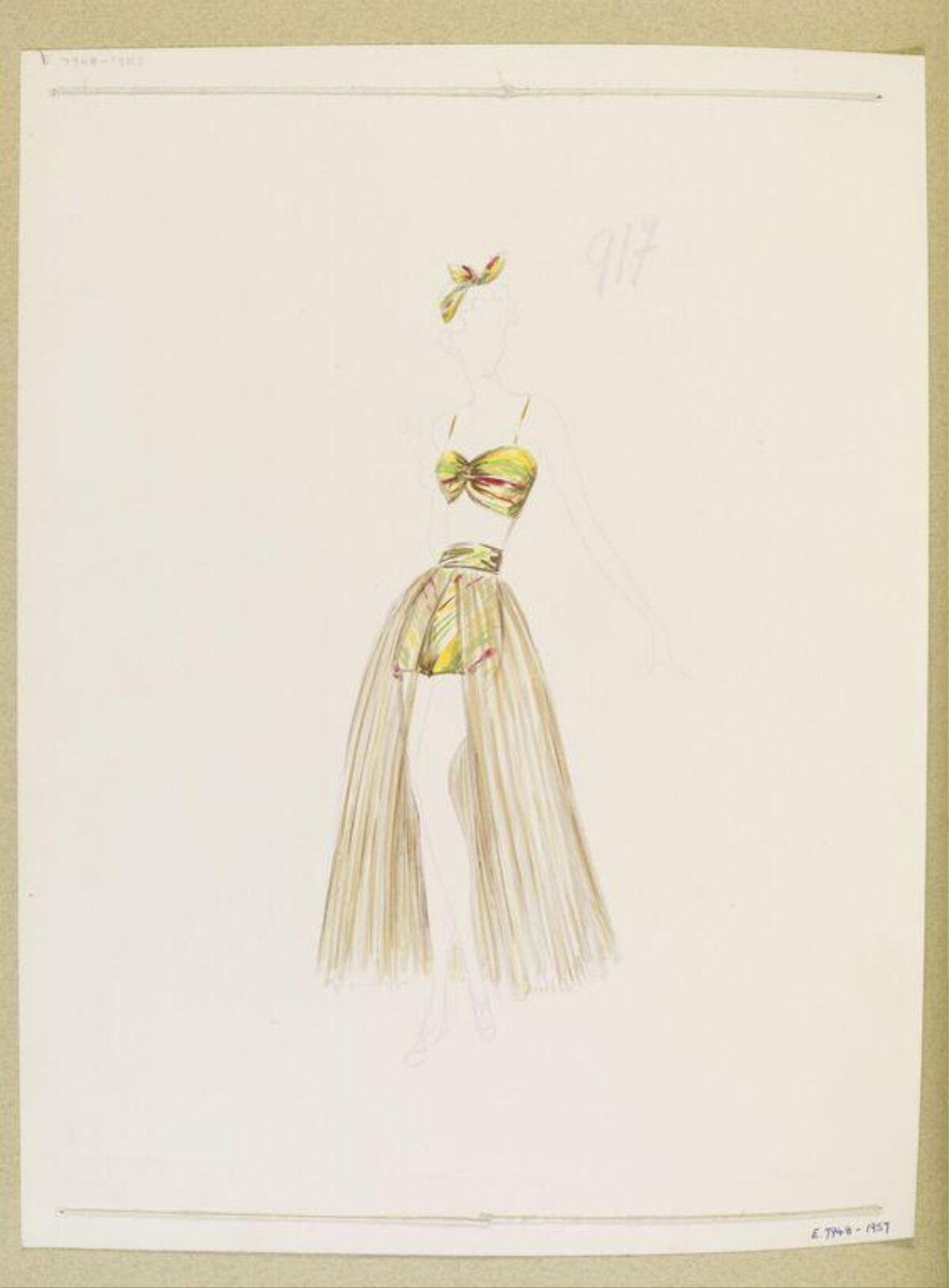 Vintage Two-piece Outfit Fashion Sketch