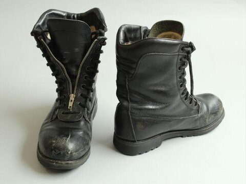 Pair of Used Black Leather Combat Boots