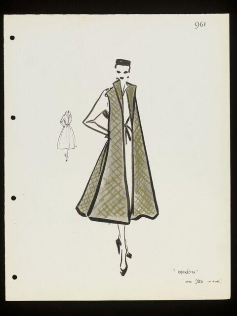 Vintage Long Vest Outfit Fashion Sketch