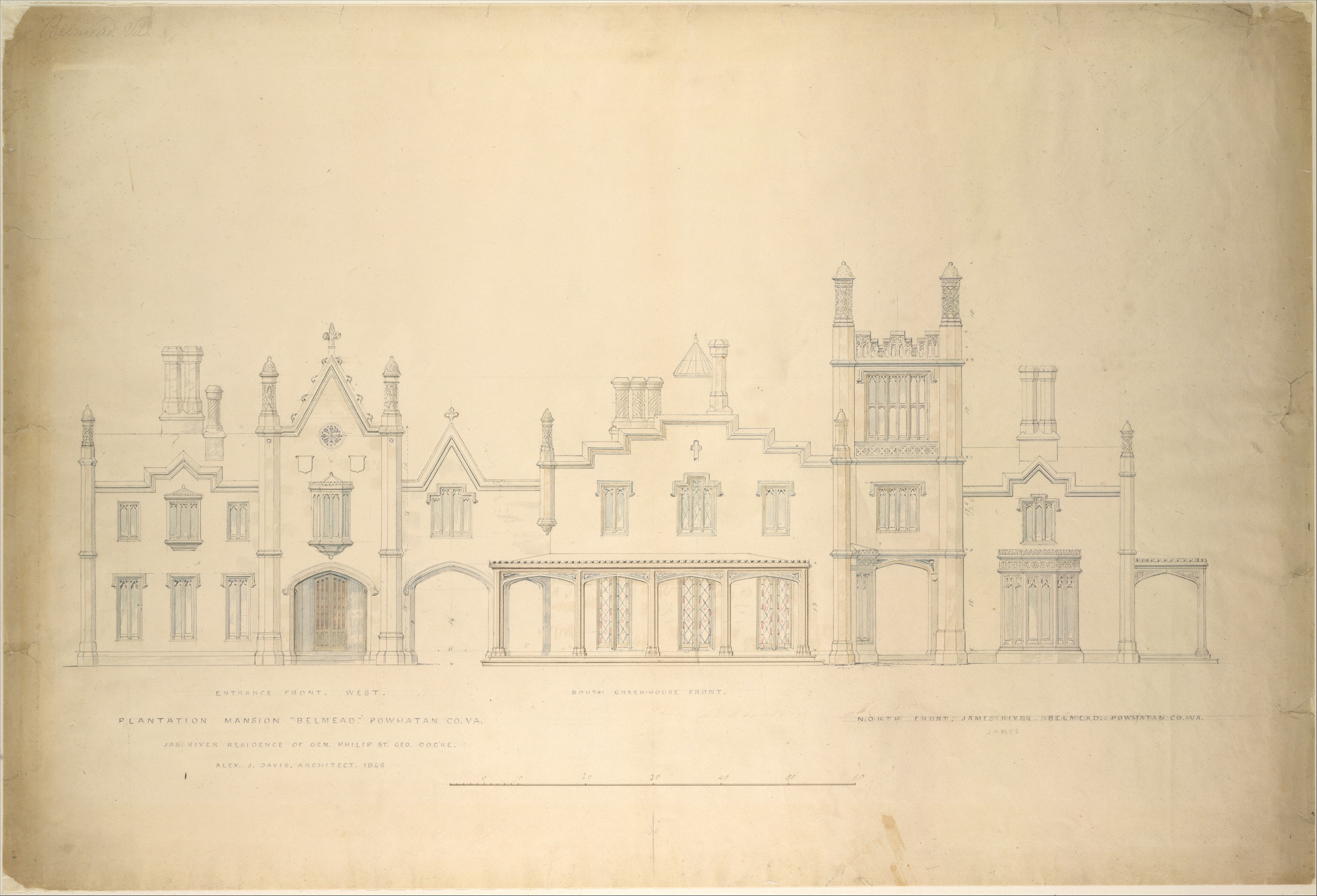 1846 Belmead Mansion Architectural Drawing