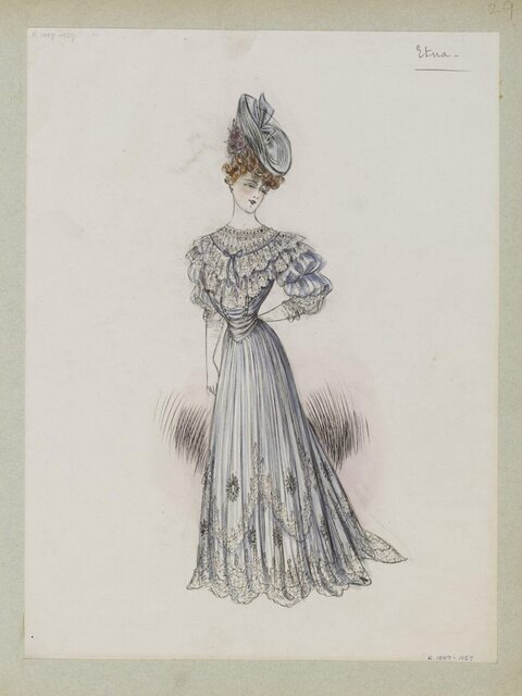 Vintage Women's Dress Fashion Sketch