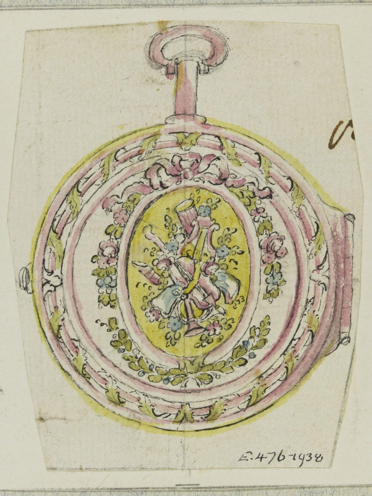 Ornate Flask Design Watercolor Sketch