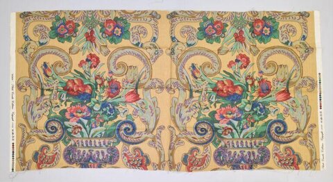 Vintage Floral Vase Textile Pattern