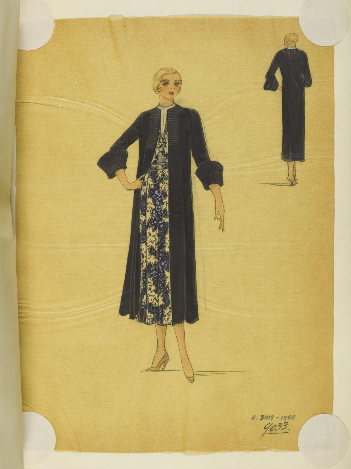 1930s Women's Fashion Design Sketch
